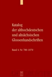 Cover von Katalog der althochdeutschen und altsächsischen Glossenhandschriften
