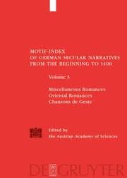 Cover von Motif Index of German Secular Narratives form the Beginning to 1400 Bd 3