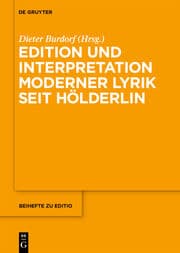 Cover von Edition und Interpretation moderner Lyrik seit Hölderlin