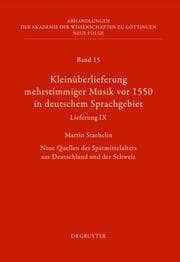 Cover von Kleinüberlieferung mehrstimmiger Musik vor 1550 in deutschem Sprachgebiet, Lieferung IX