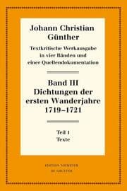 Cover von Dichtungen der ersten Wanderjahre 1719-1721