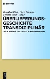 Cover von Überlieferungsgeschichte transdisziplinär