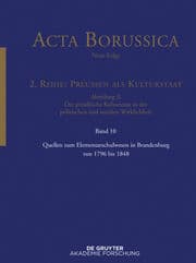 Cover von Quellen zum Elementarschulwesen in Brandenburg von 1796 bis 1848