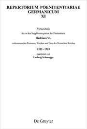 Cover von Verzeichnis der in den Supplikenregistern der Pönitentiarie Hadrians VI. vorkommenden Personen, Kirchen und Orte des Deutschen Reiches 1522-1523