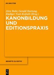 Cover von Kanonbildung und Editionspraxis