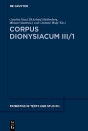 Cover von Corpus Dionysiacum III/1