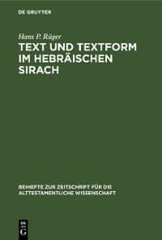 Cover von Text und Textform im hebräischen Sirach