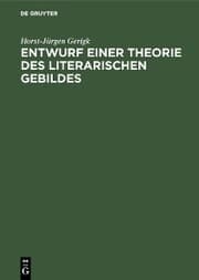 Cover von Entwurf einer Theorie des literarischen Gebildes