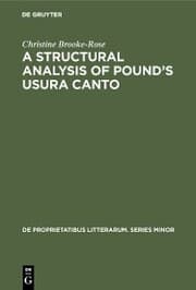Cover von A Structural Analysis of Pound's Usura Canto