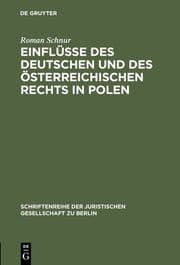 Cover von Einflüsse des deutschen und des österreichischen Rechts in Polen