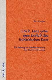 Cover von J.M.R. Lenz unter dem Einfluß des frühkritischen Kant