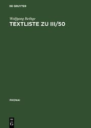 Cover von Textliste zu III/50