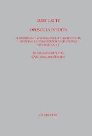 Cover von Kurt Latte: Opuscula inedita