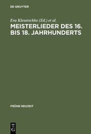 Cover von Meisterlieder des 16. bis 18. Jahrhunderts