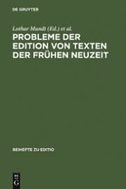 Cover von Probleme der Edition von Texten der frühen Neuzeit
