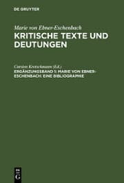 Cover von Marie von Ebner-Eschenbach: Eine Bibliographie