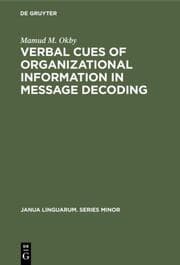 Cover von Verbal cues of organizational information in message decoding