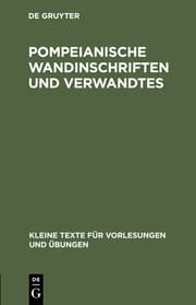 Cover von Pompeianische Wandinschriften und Verwandtes