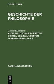 Cover von Die Philosophie im ersten Drittel des zwanzigsten Jahrhunderts