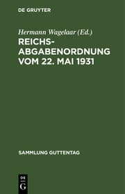 Cover von Reichsabgabenordnung vom 22.Mai 1931