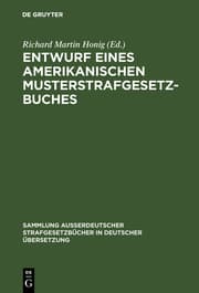 Cover von Entwurf eines amerikanischen Musterstrafgesetzbuches