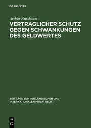 Cover von Vertraglicher Schutz gegen Schwankungen des Geldwertes