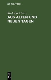 Cover von Aus alten und neuen Tagen