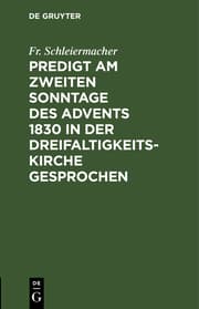 Cover von Predigt am zweiten Sonntage des Advents 1830 in der Dreifaltigkeitskirche gesprochen