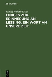 Cover von Einiges zur Erinnerung an Lessing, ein Wort an unsere Zeit