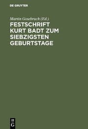 Cover von Festschrift Kurt Badt zum siebzigsten Geburtstage