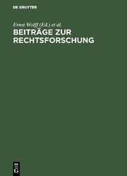Cover von Beiträge zur Rechtsforschung