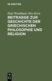 Cover von Beitraege zur Geschichte der Griechischen Philosophie und Religion
