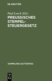 Cover von Preußisches Stempelsteuergesetz