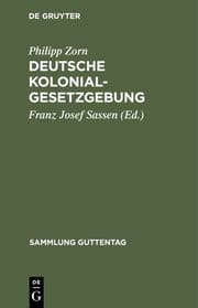 Cover von Deutsche Kolonialgesetzgebung