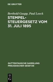 Cover von Stempelsteuergesetz vom 31.Juli 1895