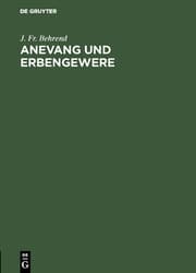 Cover von Anevang und Erbengewere