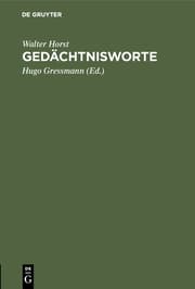 Cover von Gedächtnisworte von Walter Horst u.a.