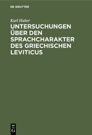 Cover von Untersuchungen über den Sprachcharakter des griechischen Leviticus