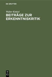 Cover von Beiträge zur Erkenntniskritik