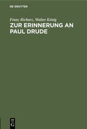 Cover von Zur Erinnerung an Paul Drude