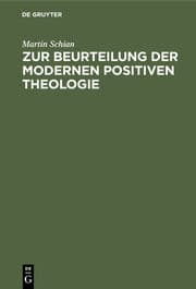 Cover von Zur Beurteilung der modernen positiven Theologie