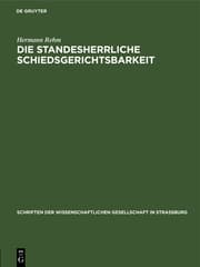 Cover von Die standesherrliche Schiedsgerichtsbarkeit