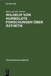 Cover von Wilhelm von Humboldts Forschungen über Ästhetik
