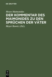 Cover von Der Kommentar des Maimonides zu den Sprüchen der Väter