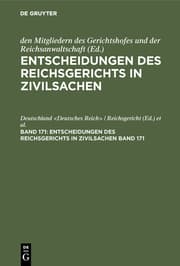 Cover von Entscheidungen des Reichsgerichts