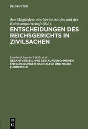 Cover von Gesamtverzeichnis der aufgenommenen Entscheidungen nach alter und neuer Fundstelle