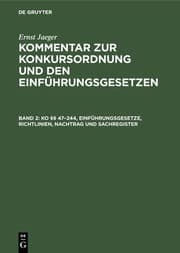 Cover von KO [Paragraphen] 47-244, Einführungsgesetze, Richtlinien, Nachtrag und Sachregister