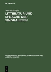 Cover von Litteratur und Sprache der Singhalesen