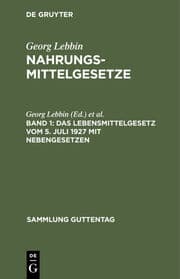 Cover von Das Lebensmittelgesetz vom 5.Juli 1927 mit Nebengesetzen