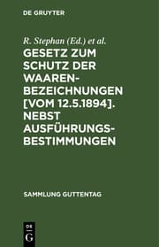 Cover von Gesetz zum Schutz der Waarenbezeichnungen
